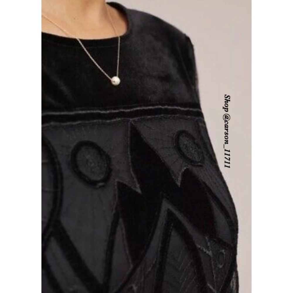 🦄RARE NWT Anthropologie Velvet Patterned Top - Picture 3 of 11